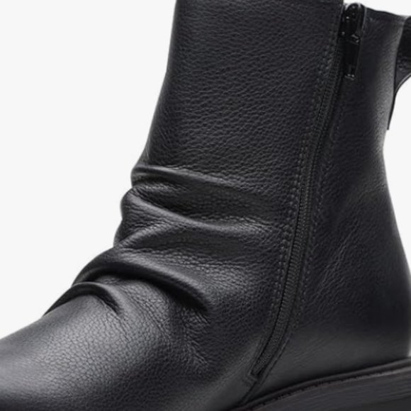 NEW Clarks Womens Hearth Rose Leather Mid Calf Boot Sz 8 wide black - Picture 2 of 6